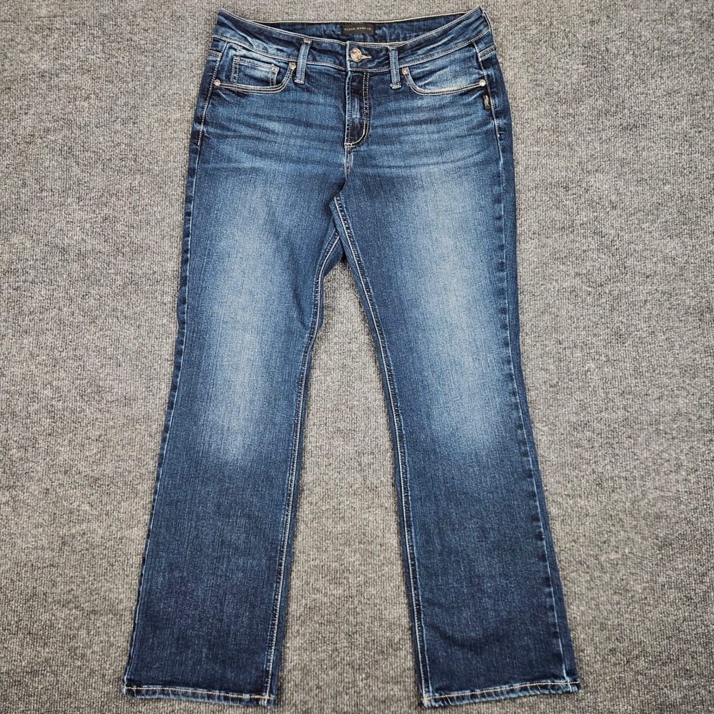 Silver Suki Slim Boot Jeans Women's 30 Mid Rise Dark Wash Denim Stretch Casual